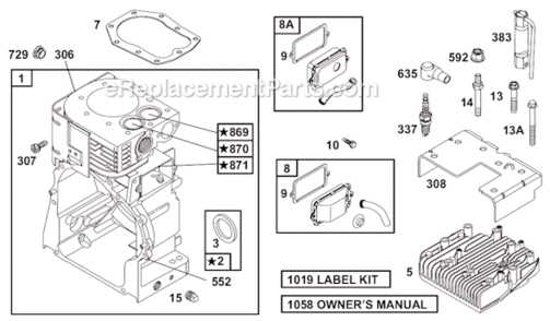 Page A Diagram and Parts List for 19C400  Briggs and Stratton Engine